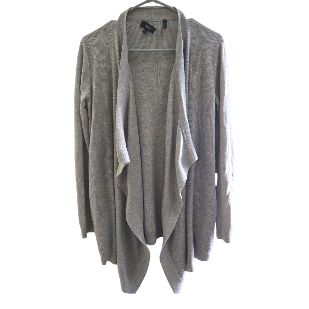 Theory Wool Gray Open Front Women's Sweater SZ S